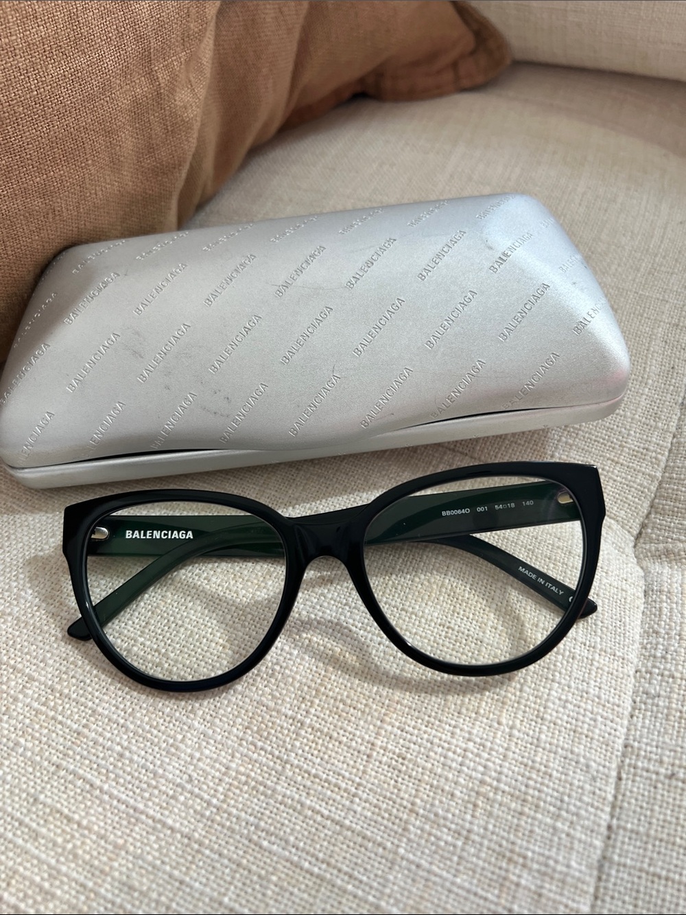Balenciaga Black Acetate Cat-Eye Glasses